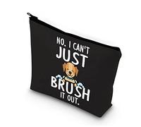 PLITI Dog Groomer Makeup Bag Pet Hairdresser Dog Grooming Gift Dog Salon Gift No I Can't Just Brush It Out Toiletry Bag (Brush it Out blU)
