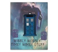 PLITI Dr Who TV Show Inspired Gift Wibbly Wobbly Timey Wimey Stuff Police Box Brooch Pin For TV Series Fans, M, Stainless Steel, no gemstone
