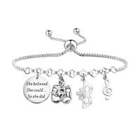 PLITI Drama Gift Musical Lover Gift Comedy Tragedy Mask Gifts She Believed She Could So She Did Theater Bracelet, M, Stainless Steel, no gemstone