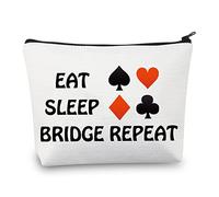 PLITI Eat Sleep Bridge Repeat Makeup Bag Bridge Player Gift Bridge Card Game Gift Bridge Lover Poker Player Gift Gambler Gift (Eat Sleep BridgeU)