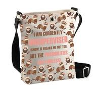 PLITI Ferret Gift For Ferret Lover I Am Currently Unsupervised I Know It Freaks Me Out Too Funny Ferret Themed Crossbody Bag (Endless ferret CbagU)