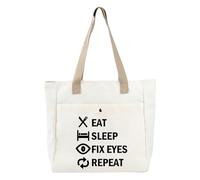 PLITI Funny Eye Doctor Gifts Optometrist Tote Bag Eat Sleep Fix Eyes Repeat Ophthalmologist Canvas Handbag Optician Gifts (fix eye TBU)