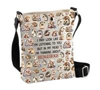 PLITI Funny Hedgehog Gifts I'm Thinking About Hedgehogs Hedgehog Animal Crossbody Bag Gift For Animal Lover (About Hedgehogs CbagU)