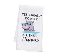 PLITI Funny Hippo Kitchen Towels Hippopotamus Gift Hippo Lover Gift Yes I Really Do Need All These Hippos Dish Towel (all these hippos TWU)
