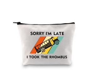 PLITI Funny Math Pun Gift Math Lover Gift Math Teacher Makeup Bag Sorry I'm Late I Took The Rhombus Math Nerd Zipper Pouch (Took The Rhombus bagU)