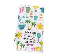 PLITI Funny Retirement Kitchen Towel Rocking The Retired Life Tea Towel Beach Lover Gift Retired Gift for Coworker Friends (Retired Life TWU)