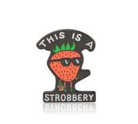 PLITI Funny Strawberry Pun Gift Strawberry Lover Gift This Is A Strobbery Strawberry Brooch Pin For Women, M, Stainless Steel, no gemstone