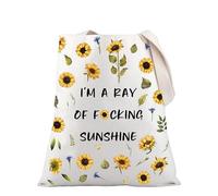 PLITI Funny Sunflower Tote Bag Sunflower Lover Gift I'm A Ray Of Fu-cking Sunshine Sarcastic Quote Shoulder Bag (Ray Sunshine TGU)