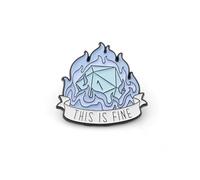 PLITI Gamer Gift Dragon Master Brooch Pin D20 Dice Role Playing Nerdy Gifts TTRPG Lover Gift This Is Fine Gaming Lover Gifts (This Is Fine PinU)