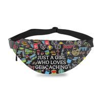 PLITI Geocaching Gift Treasure Hunter Gift Geocache Lover Fanny Pack Funny Geocaching Belt Bag Outdoor Lover Waist Pack (Loves Geocaching FPU)