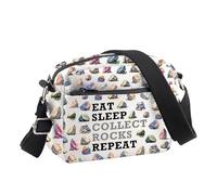 PLITI Geology Lover Gift Rock Collector Gift Eat Sleep Collect Rocks Repeat Crossbody Bag Rock Hound Gifts Geologist Gifts (Collect Rocks CBU)