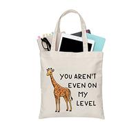 PLITI Giraffe Tote Bag You Aren't Even On My Level Funny Giraffe Lover Travel Pouch Giraffe Gifts For Giraffe Lovers Gift (On my level TGU)
