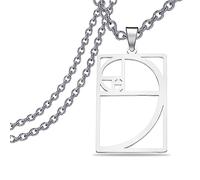 PLITI Golden Ratio Necklaces Geometic Gift Mathematics Gift Fibonacci Sequence Ratio Symbol Pendant For Math Lover, Medium, Stainless Steel, No Gemstone