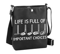 PLITI Golf Gifts For Women Golfer Golfing Accessories Golf Player Gift Life Is Full Of Important Choices Golf Crossbody Bag (Choice golf CbagblU)
