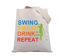 PLITI Golf Tote Bags For Women Golfer Golf Player Gift Swing Swear Drink Repeat Funny Golf Lover Shoulder Bag Golfing Gift (swing repeat TGU)