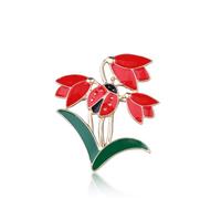 PLITI Good Luck Ladybug Gift Ladybug Lover Gift Insect Gifts Tulip Gifts Flower Ladybug Pin For Friend, M, Stainless Steel, no gemstone