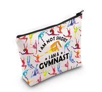 PLITI - Gymnastics Makeup Bag Gift for Mom Ballerina Gymnastics Gift I Am Not Short I Am A Gymnast Makeup Bag, gymnast bag not cut, Fashion