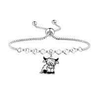 PLITI Highland Cow Bracelet Highland Cow Lover Gift Scottish Cow Gift The Anatomy Of Highland Cattle Gift, M, Stainless Steel, no gemstone