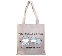 PLITI Hippo Tote Bag Hippopotamus Gift Hippo Lover Gift Yes I Really Do Need All These Hippos Inspirational Shoulder Bag(Need all hippos TGU)