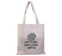PLITI Hippopotamus Gift Hippo Lover Gift Just a Girl Who Loves Hippos Inspirational Tote Bag Hippo lover gift(Girl loves hippos TGU)