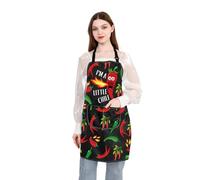 PLITI Hot Spicy Gift Hot Sauce Lover Gift I'm A Little Chili Apron With Pockets Chili Pepper Themed Gift Chili Chef Apron (Little Chili APU)