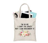 PLITI HR Tote Bag Human Resources Gift HR Director Gift I'm In HR I Can't Fix Crazy But I Can Document It For HR Manager Gift (in HR crazy TGU)