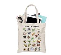 PLITI Insect Alphabet Tote Bag Insect Lover Gift Bug Insect Gift Bug Beetles Lover Gift Entomology Science Nature Lover Gift (Insect Alphabet TGU)
