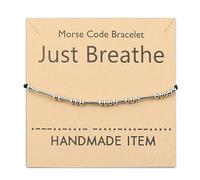 PLITI Just Breathe Morse Code Bracelet Yoga Lover Gift Yoga Teacher Appreciation Gift Meditation Gift For Women (Just Breathe Morse bgU)