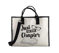 PLITI Just One More Chapter Tote Bag For Reading Book Lover Gift Librarian Retirement Gift Bookworm Nerd Gift Bookish Gift (Just more chapter TEU)