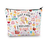 PLITI K-Pop Makeup Bag K-Pop Singer Merchandise Gifts Just A Girl Who Loves K-Pop Gift for Kpop Music Fan Kpop Team Gifts (Just Loves K-PopU)
