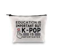 PLITI K-pop Makeup Bag Korean Drama Lover Gift Education is Important But K-pop is Importanter Toiletry Bag for Kpop Fans (Important Kpop bagU)