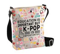 PLITI k-pop Merchandise Korean Drama Lover Gift Education Is Important But K-pop Is Importanter Crossbody Bag For Kpop Fans (Important kpop CbagU)