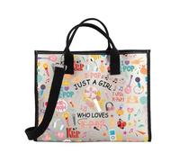 PLITI K-Pop Tote Bag K-Pop Singer Merchandise Gift Just A Gi-rl Who Loves K-Pop Gift for K-Pop Music Fan K-Pop Team Gift (Loves K-Pop TEU)