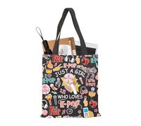 PLITI K-Pop Tote Bag K-Pop Singer Merchandise Just A Gi-rl Who Loves K-Pop Shoulder Bag Music Lover Korean Drama Gift (Loves KP TGblU)