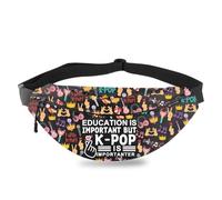 PLITI Korean Pop Music Gift Korean Drama Fans Gift Education is Important But K-Pop is Importanter Crossbody Fanny Pack (Important pop FPU)