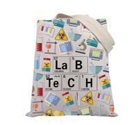 PLITI Lab Technician Gifts Science Teacher Tote Bag Lab Assistant Graduation Gift Periodic Table Medical Laboratory Handbag (LaB TeCH TGU)
