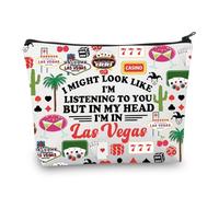 PLITI Las Vegas Makeup Bag Las Vegas Vacation Toiletry Bag Las Vegas Trip Gift Las Vegas Souvenir for Women Casino Gift (Might Las VegasU)