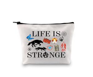 PLITI Life is Strange Gift LIS Video Game Fans Merchandise Max and Chloe Gift Life is Strange Inspired Makeup Bag for Gamer (Strange Makeup bagU)