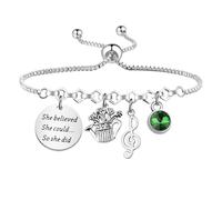 PLITI Little Shop Horror Gift Horror Musical Gift She Believed She Could So She Did Bracelet For Musical Lover, M, Stainless Steel, no gemstone