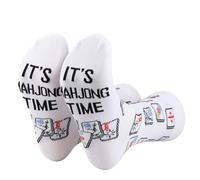 PLITI Mahjong Socks Mahjong Lover Gift Mahjong Fan Gift Mahjong Player Gift It's Mahjong Time Mahjong Game Gift (Cotton, Mahjong time SocksU)