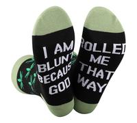 PLITI Marijuana Weed Gift 420 Cannabis Weed Lover Gift I Am Blunt Because God Rolled Me That Way Socks Weed Smoker Gift (UK, Alpha, One Size, Regular, Regular, Rolled that way SocksU)
