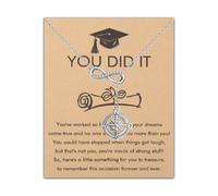 PLITI Masters Degree Graduation Gift College Master Gift Congratulations Gifts You Did It Compass Y Lariat Necklace, M, Stainless Steel, No Gemstone
