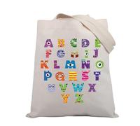 PLITI Monsters Movie Inspired Gift Monster Alphabet Tote Bag Mike Sully Boo Fans Gift Monsters Cartoon Character Fan Gift (Monster Alphabet TGU)