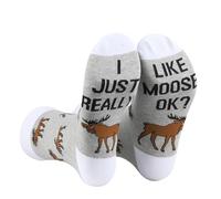 PLITI Moose Socks For Moose Lover Gift Moose Deer Wildlife Gift I Just Really Like Moose OK Gift Funny Moose Theme Gift (Cotton, really like moose SocksU)