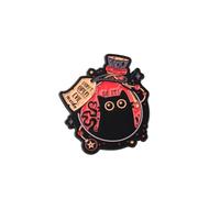 PLITI Mystical Black Cat Gift Cats Lover Gift Cats Mom Gifts Don’t Open Evil Inside Do It Cat Brooch Pin, M, Stainless Steel, no gemstone