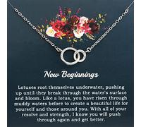 PLITI New Beginnings Necklace Divorce Gift For Women Motivating Gift Retirement Gift Encouraging Gift Double Interlocking Circle Pendant (New Beginnings necU)