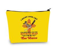 PLITI New Mexico Travel Makeup Bag Mexico Vacation Gift Mexico Bachelorette Party Gift New Mexico State Gift Zia Symbol Gift (Might New MexicoU)