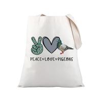 PLITI Pigeon Gift Pigeon Lover Gift Pigeon Breeder Gift Pigeon Owner Gift Peace Love Pigeons Tote Bag For Bird Lover (Peace Pigeons TGU)