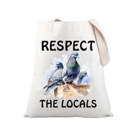 PLITI Pigeon Lover Gift Pigeon Bird Owner Gift Ornithology Gifts Respect The Locals Pigeon Tote Bag For Bird Watcher (Respect Locals Pigeon TG)