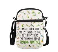 PLITI Praying Mantises Lover Gift I'm Listening To You But In My Head I'm Thinking About Praying Mantises Crossbody Bag, Might Mantises Zcbag
